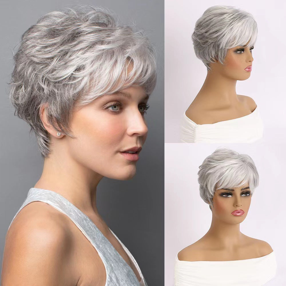 Women's Hood Mechanism Chemical Fiber Temperament Side Wig Short Curly Hair