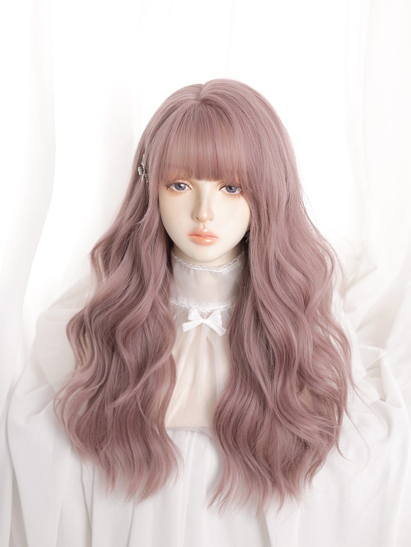 Female Hair Pink Curly Natural Realistic Wig Long Curls