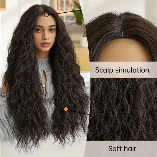 Corn Curler African Curly Stigma Black Brown Wig Long Curls