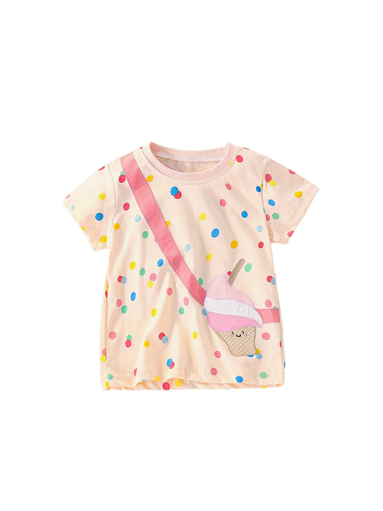 Children's Summer Wear Round Neck Short Sleeve Western Style Printed Children's T-shirt