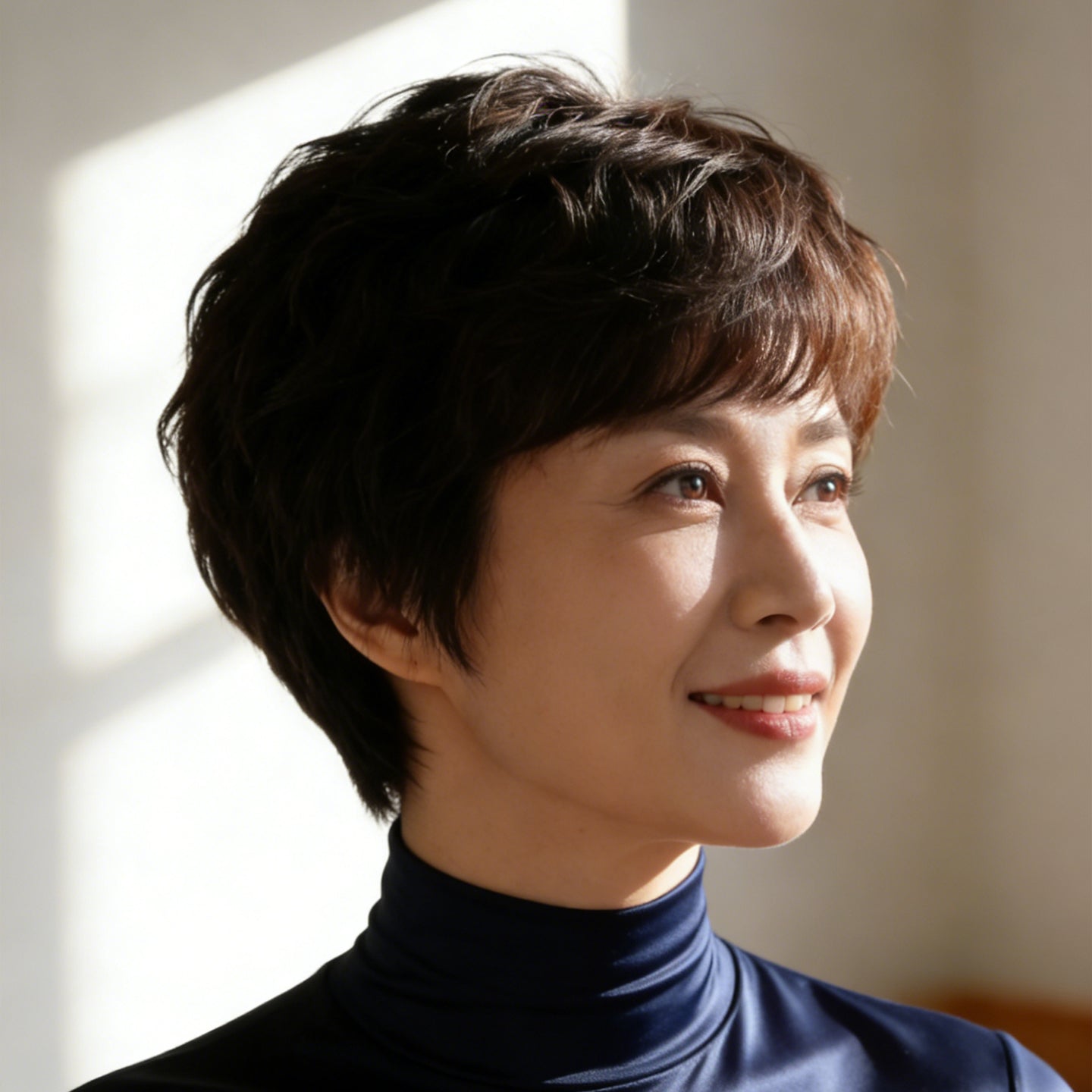 Style Human Female Grandma Years Old Wig Short Straight Hair