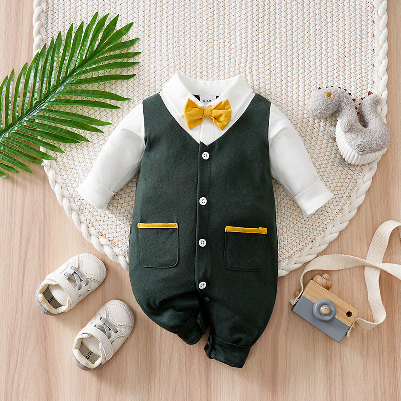 Jumpsuit Gentleman Clothes Long Sleeve Infant Jumpsuit, Climbing Suit