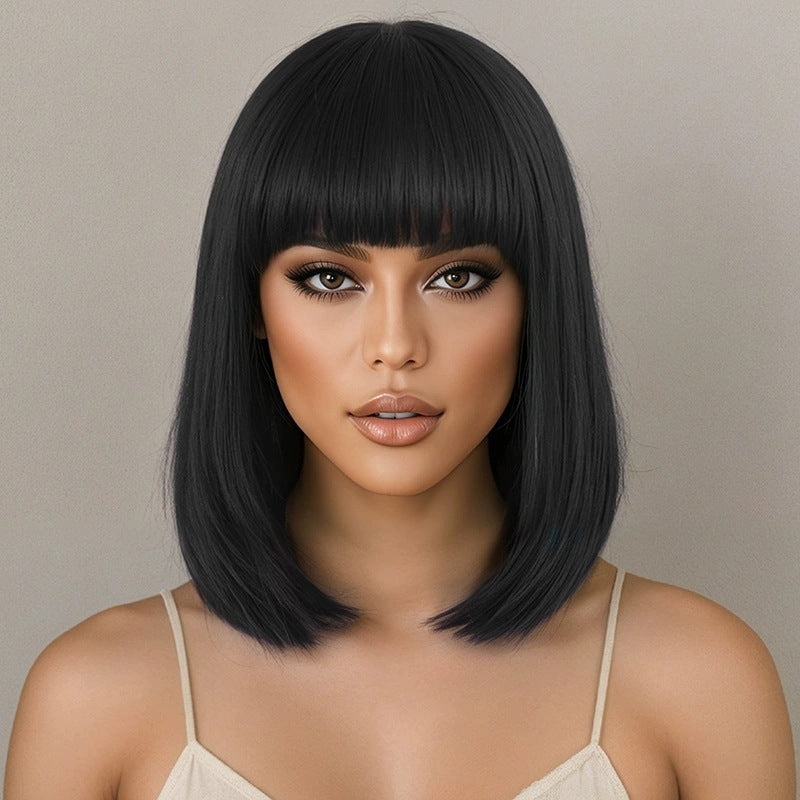 Classic Durable Women's Bangs Air Headgear Wig Short Straight Hair