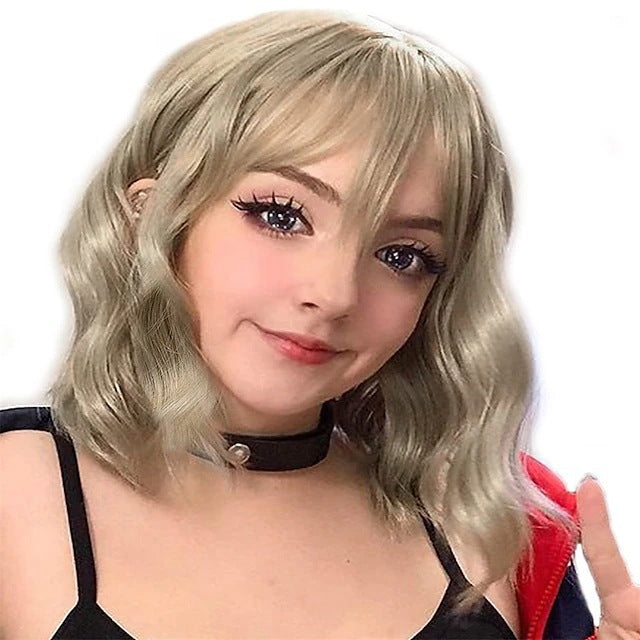 Women's Halloween Festival Rose Net Mid-length Shawl Wig Short Curly Hair