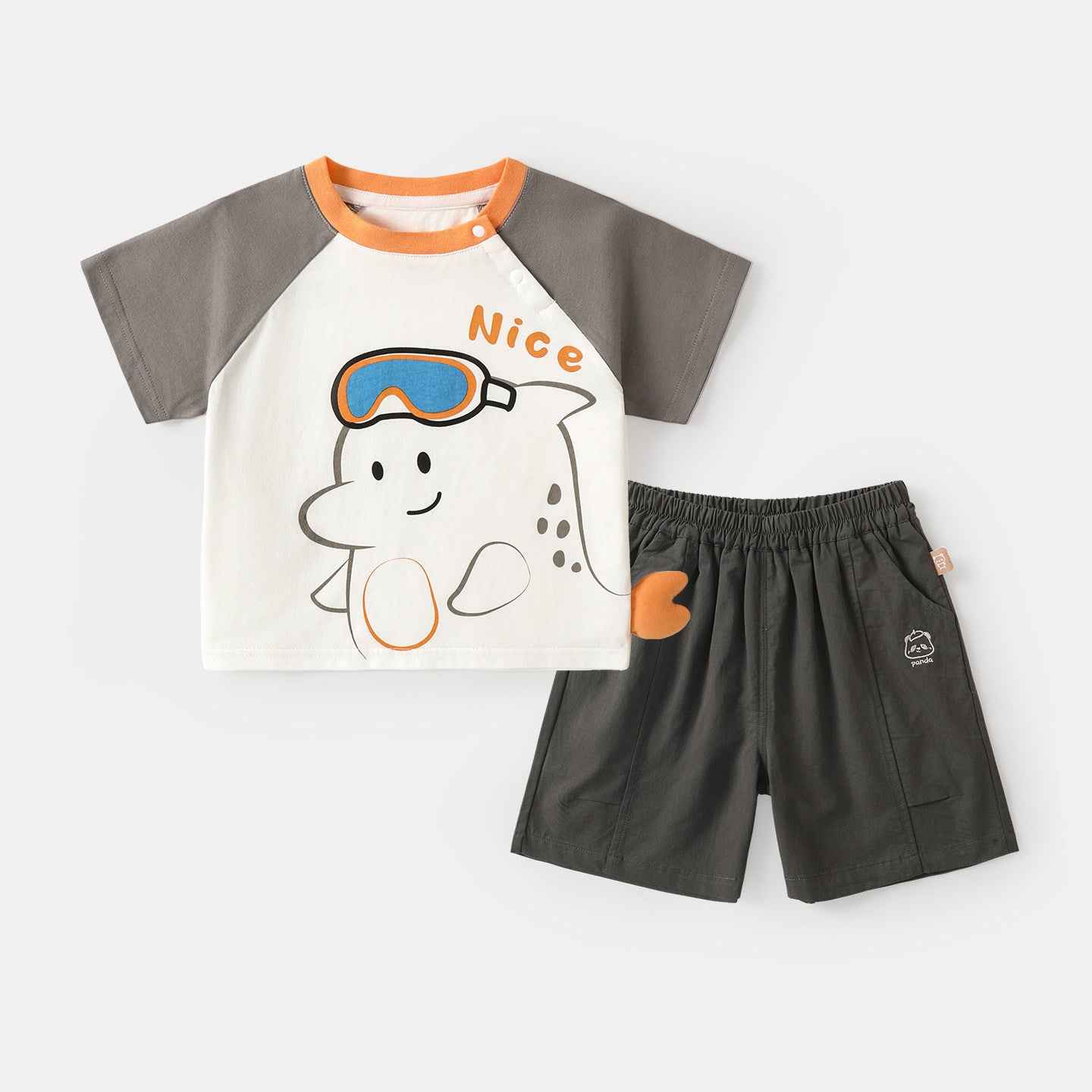 Children's Sleeve Suit Clearance Kaka Panda Summer Clothing Boys Two-piece Children's T-shirt