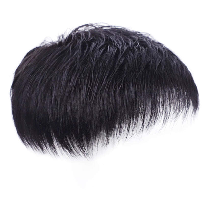 Men's Cover Texture Hot Breathable Top Supplementing Real Hair Wig