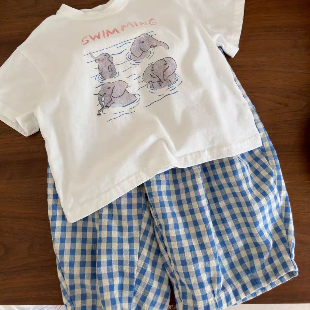 Children's Casual Western Style Personality Trendy Korean Color Matching Plaid Loose Children's Pants
