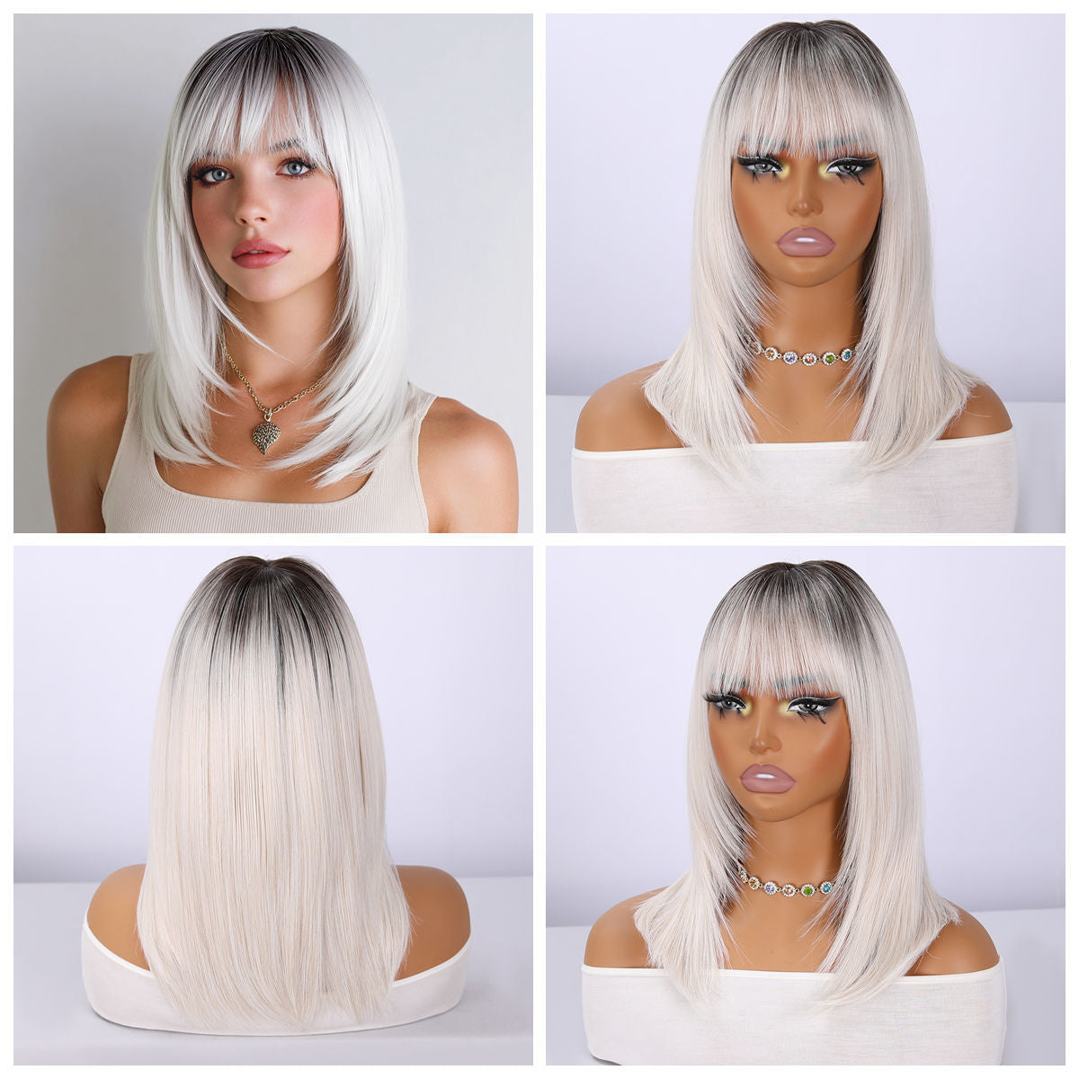 Bangs Gradient Hair High Quality Natural Long Straight Wig