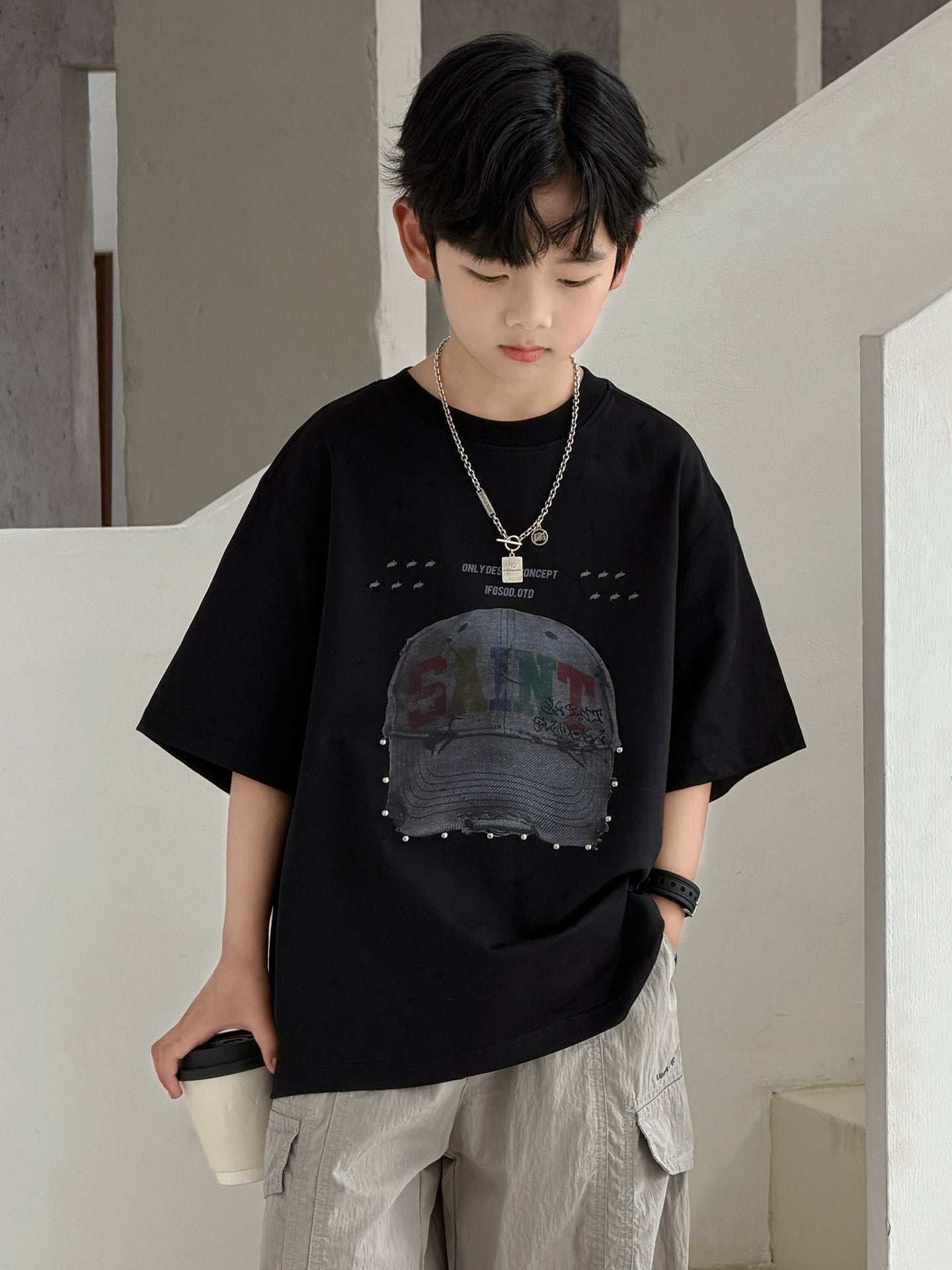 Children's Boy's Short-sleeved Summer Medium Large Shirt Children's T-shirt