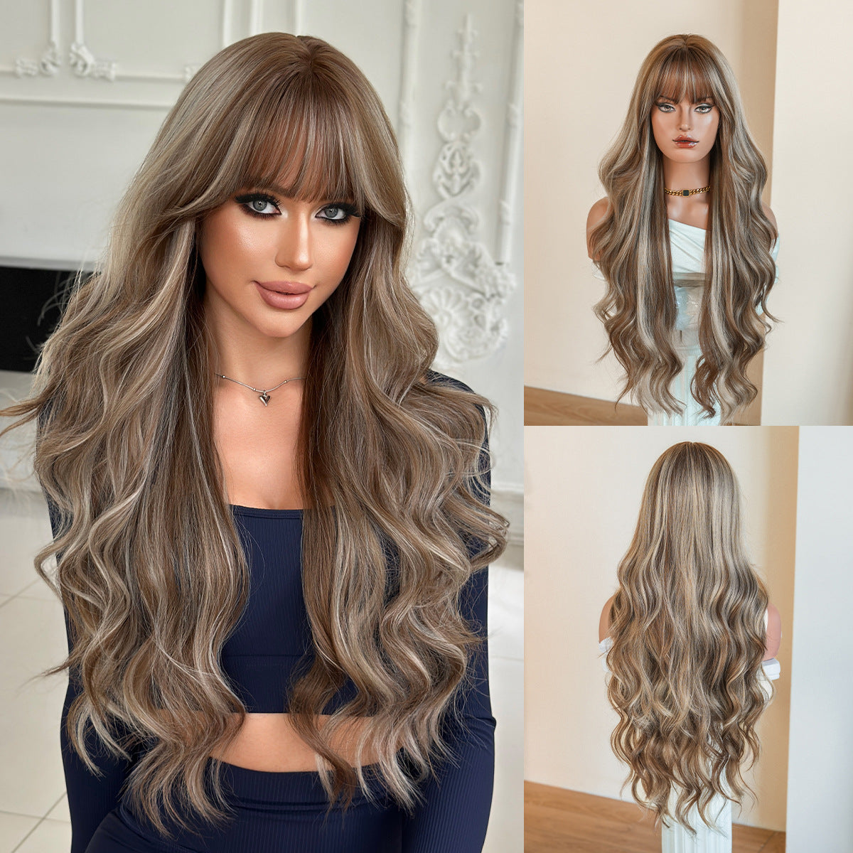 Quality Super Curly Female Brown Big Wig Long Curls