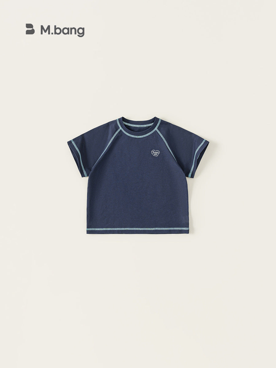 Children's Clothing Middle Big Summer Simple Solid Color Short-sleeved Boys Letter Children's T-shirt