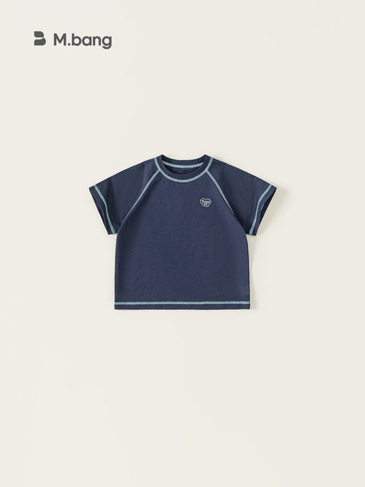 Children's Clothing Middle Big Summer Simple Solid Color Short-sleeved Boys Letter Children's T-shirt