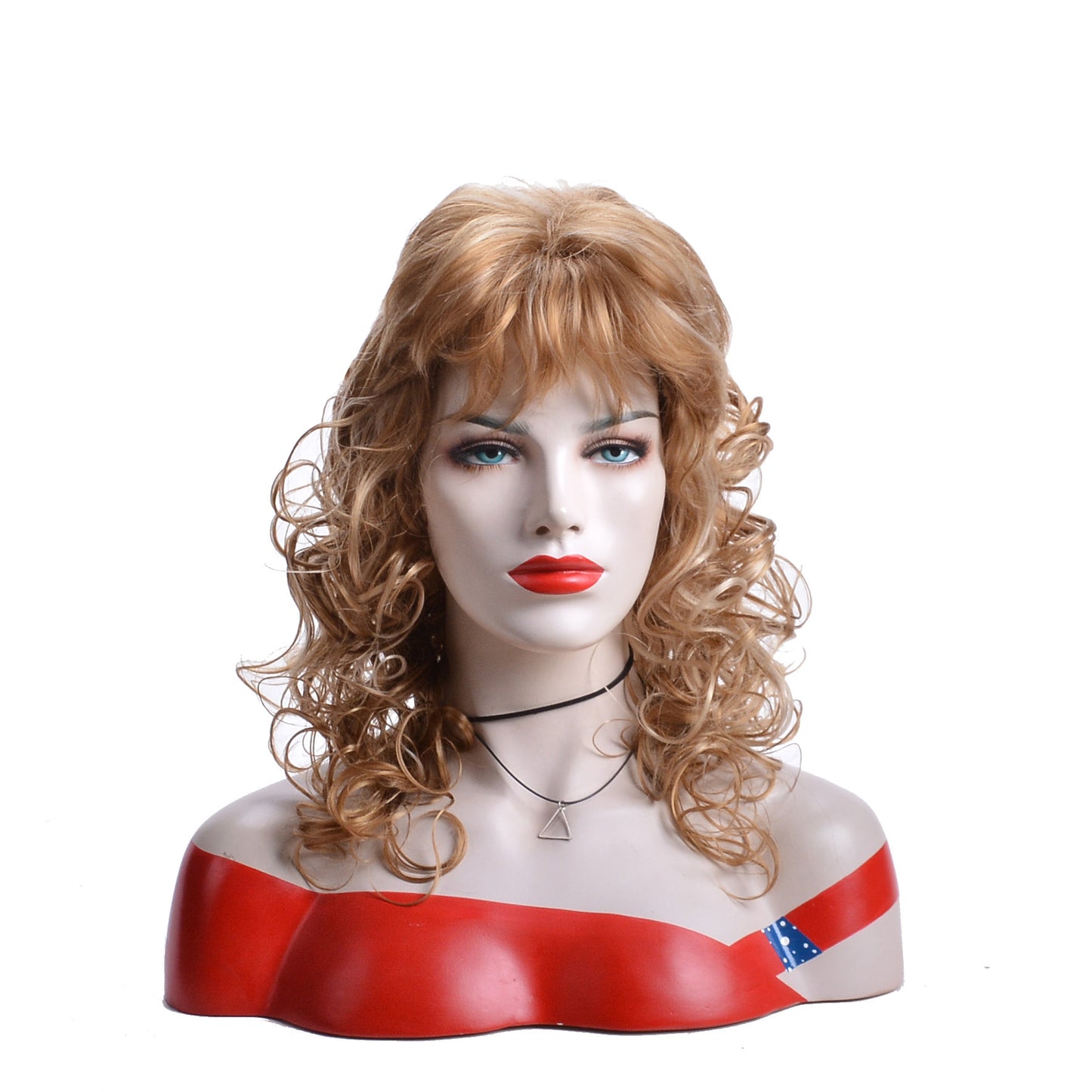 Women's Golden Chemical Fiber Rose Net Head Wig Short Curly Hair