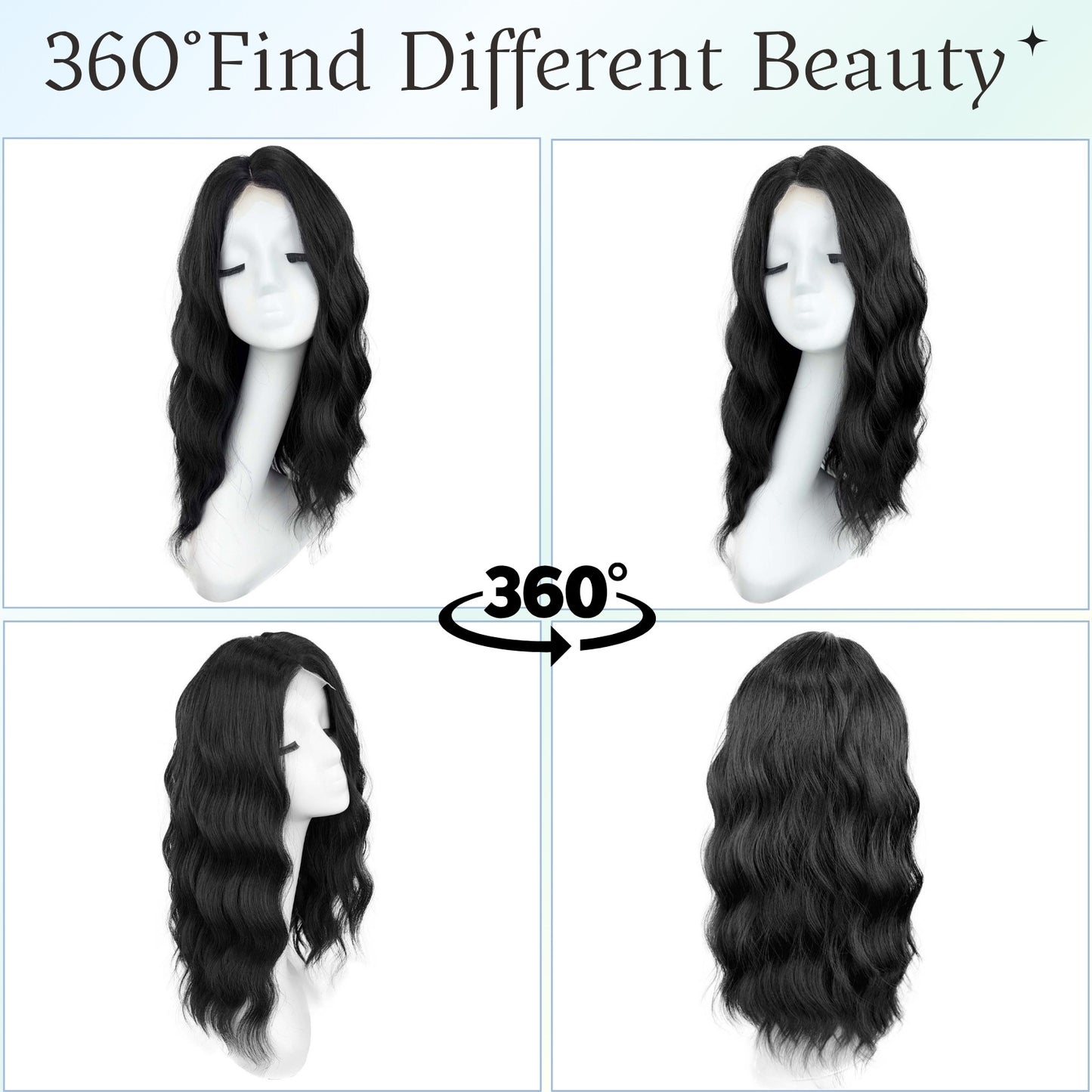 Fashion Black Forehead Lace Mid-length Small Wig Long Curls