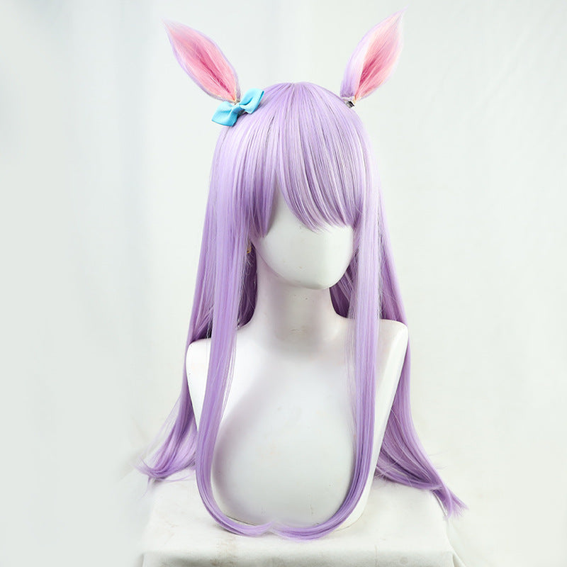 Man Horse Racing Mother White Purple Cos Wig