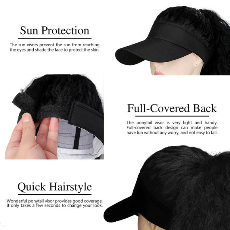 Women's Hat All-in-one Fashion Trendy Corrugated Curly Hair Air Top Wig Ponytail