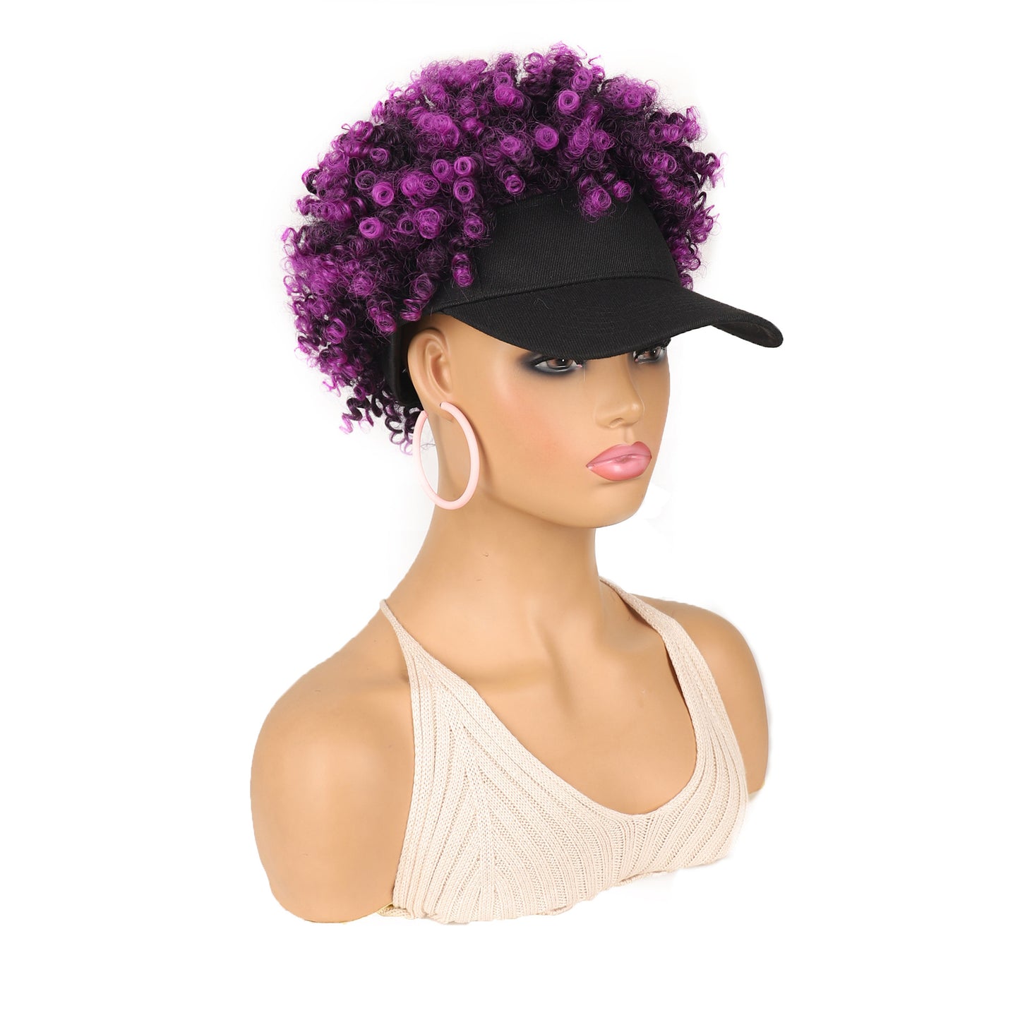Women's Hat Small Roll Head Cover Screw Spring Wig Short Curly Hair