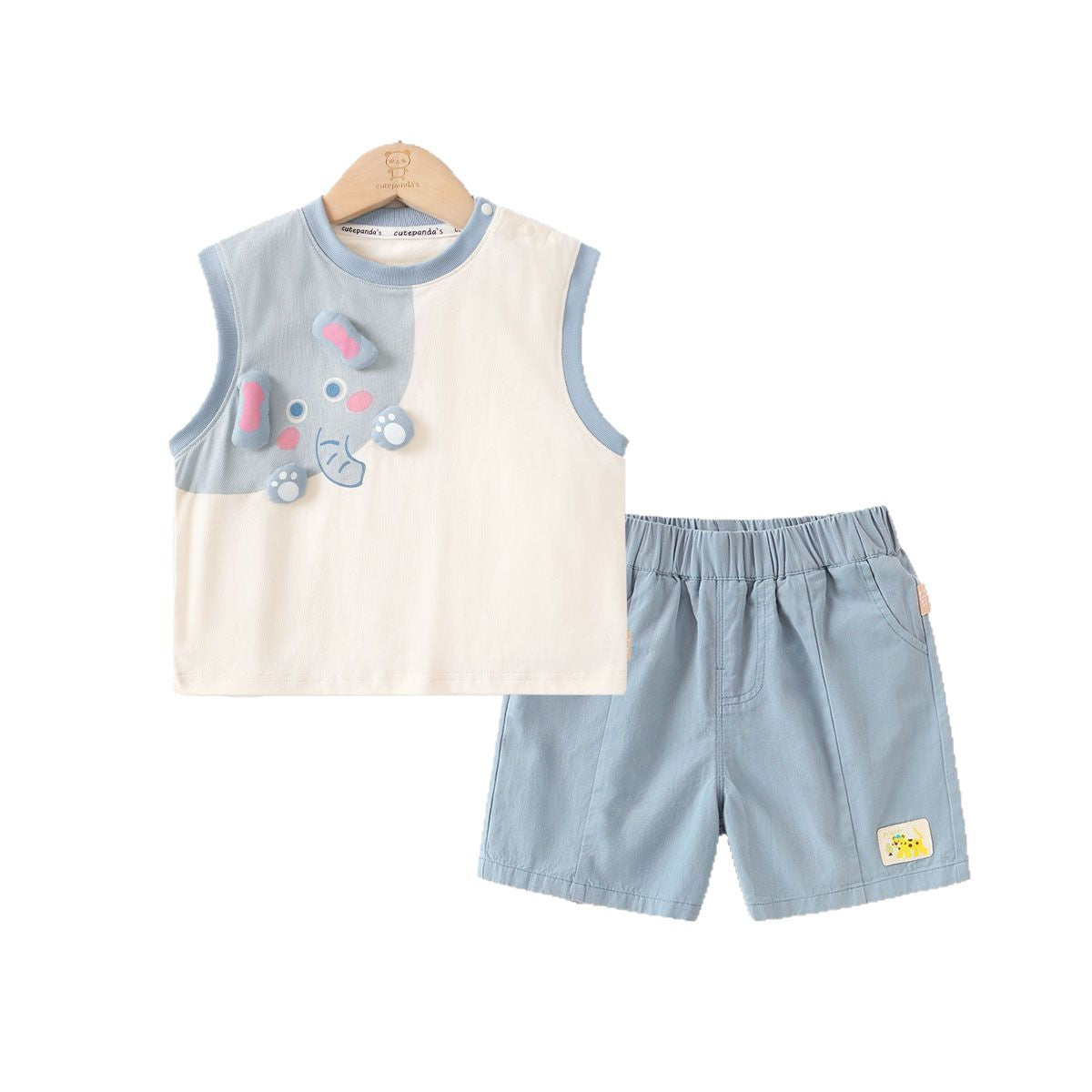 Children's Sleeve Suit Clearance Kaka Panda Summer Clothing Boys Two-piece Children's T-shirt