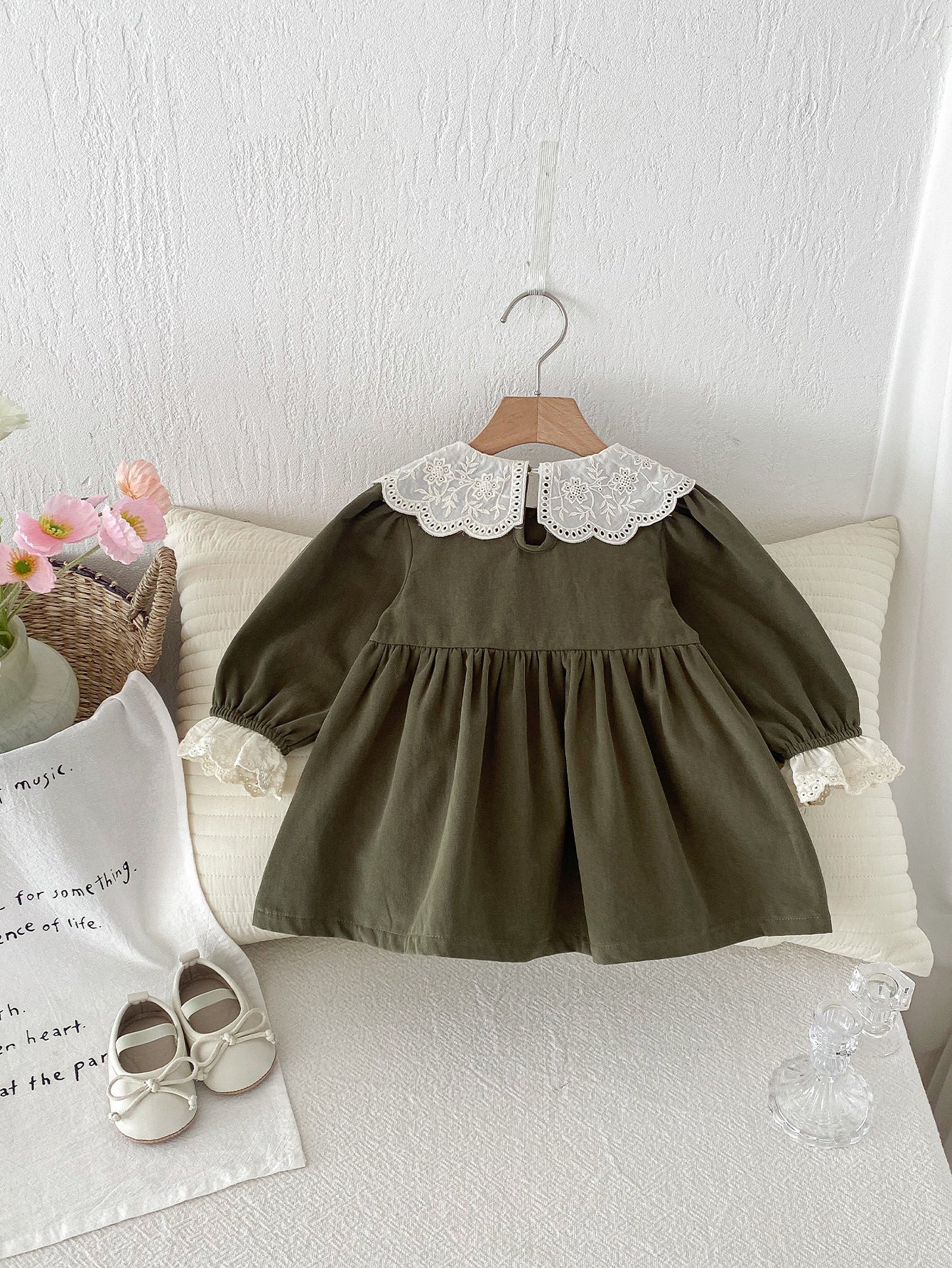 Children's Style Trendy Lace Collar Lapel Little Princess Children's Dress