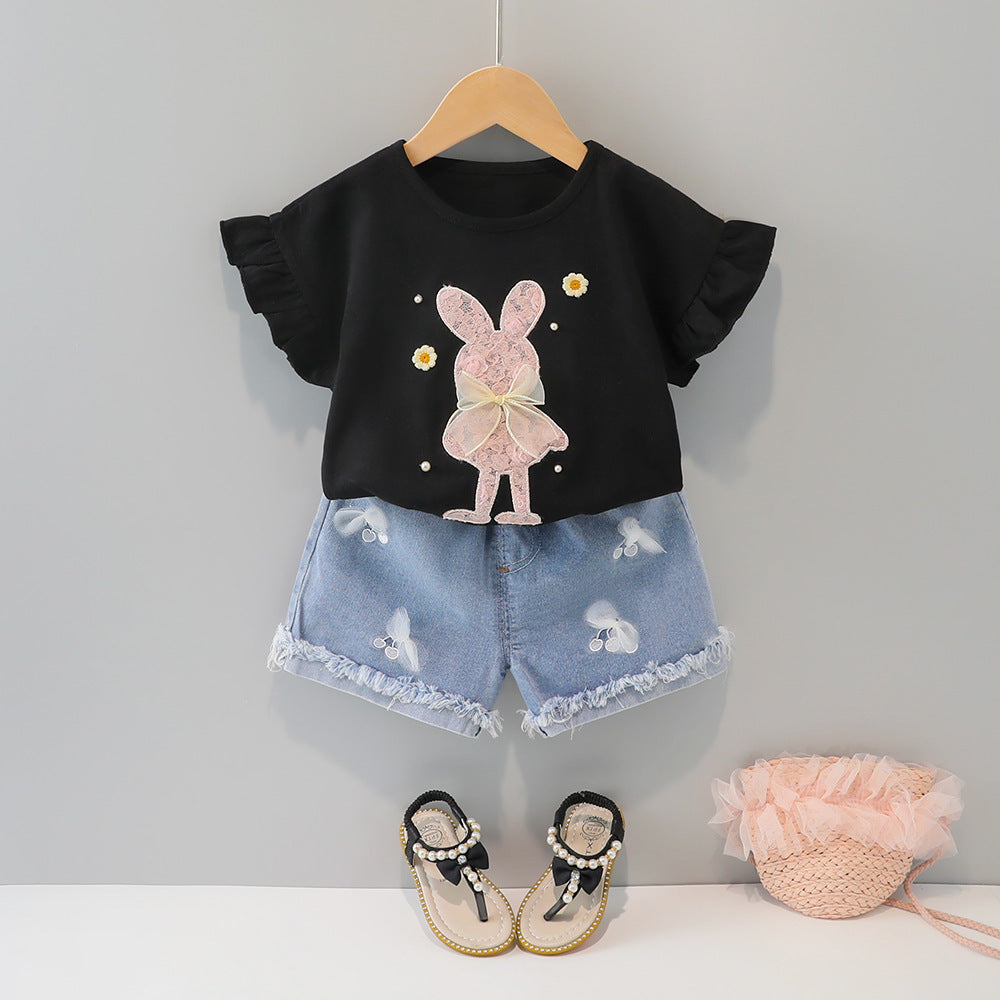Children's Summer Short Sleeve Clothing Bunny Cartoon Children's Suit