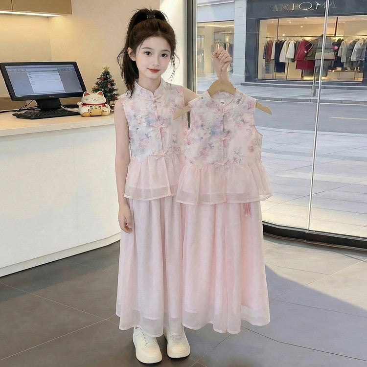 Children's Summer Dress Mid Han Chinese Clothing Skirt Children's Suit