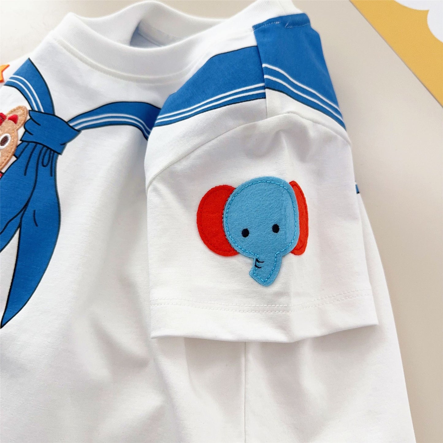 Children's Style Inner Wear Boys Bear Bow Tie Short Sleeve Children's T-shirt