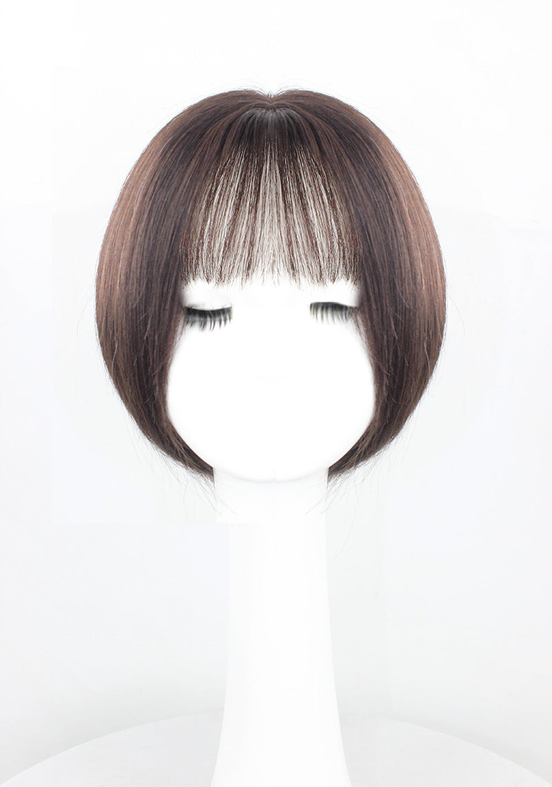 Women's Straight Set Front Lace Imitation Delivery Needle French Bangs Real Hair Wig