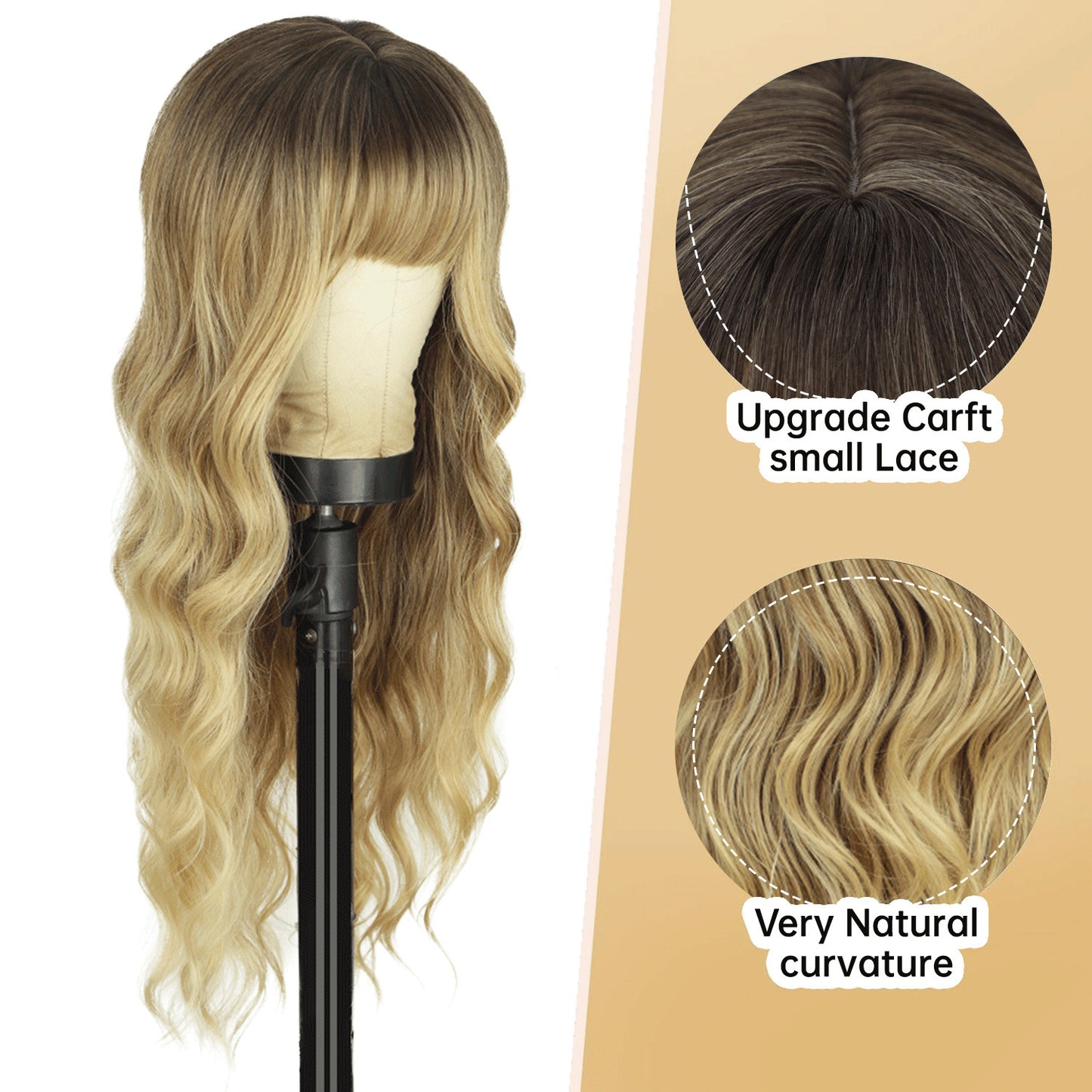 Gradient Color Curly Female Chemical Fiber Wig Long Curls