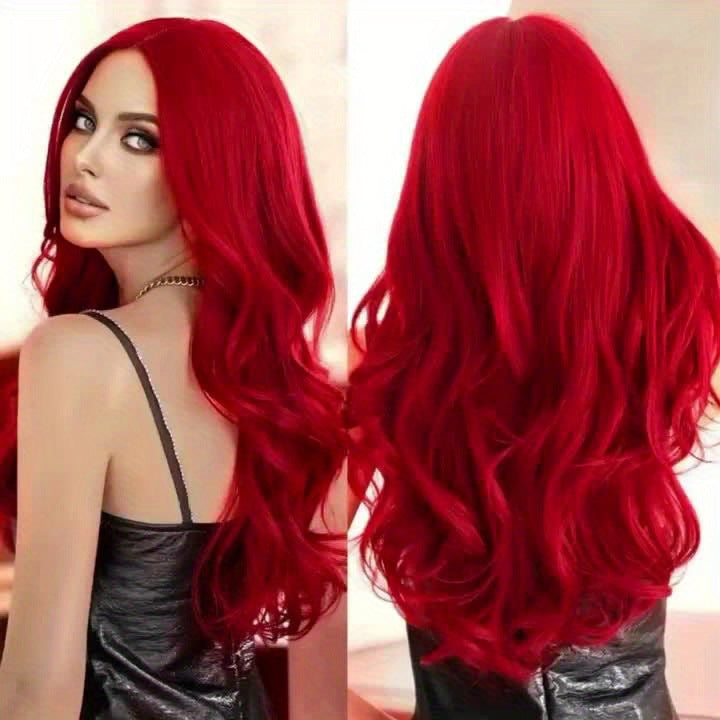 Red Medium Large Wave Long Fashion Fiber Wig Short Curly Hair