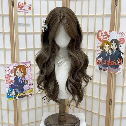 Atmosphere Filbert Gray Brown Big Wave Curly Hair Rose Net Wig Long Curls