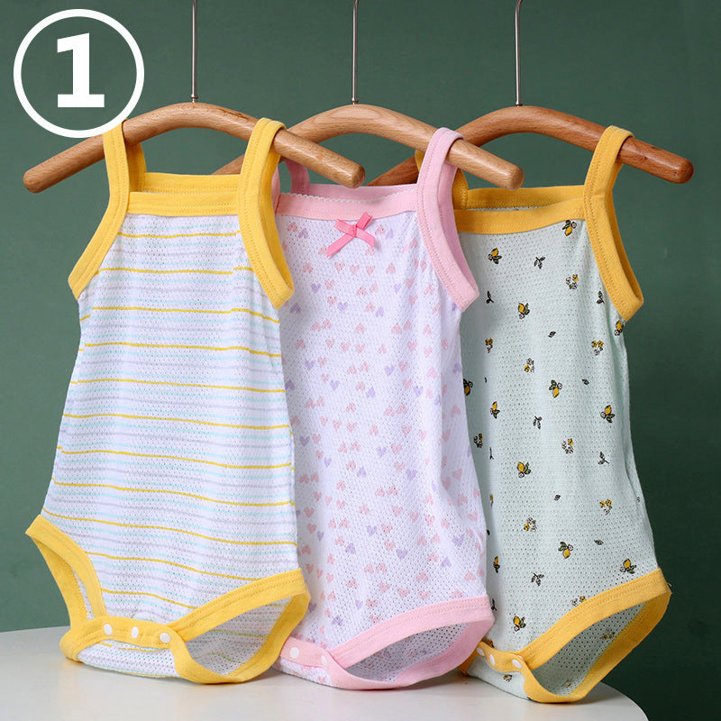 Summer Sling Pure Cotton Class Clothes For Babies One-piece Crawling Jumpsuit, Climbing Suit