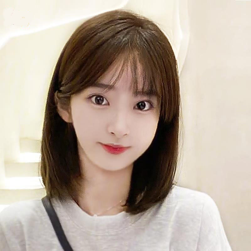 Women's Natural Style Dress Up Round Face Collarbone Length Wig Short Straight Hair
