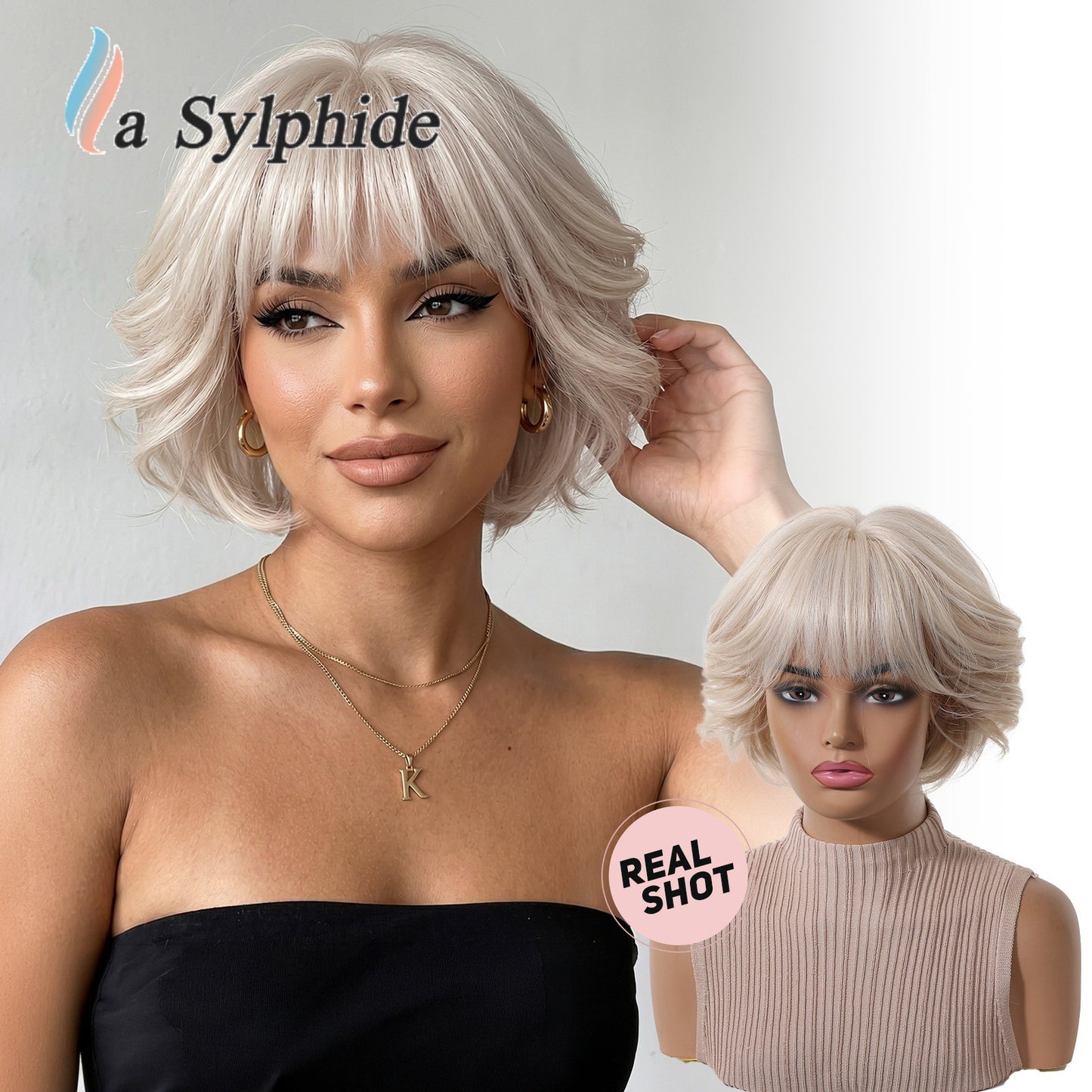 French Broken Bangs Texture Wave With Fluffy Air Feeling Retro Wig Short Curly Hair