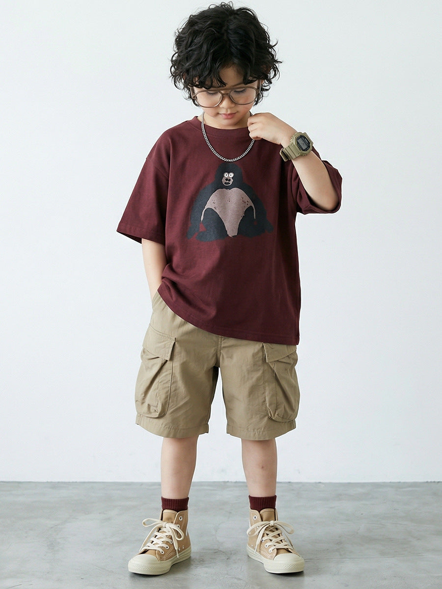 Children's Cotton Summer Teen Boys Tide Clothing Children's T-shirt