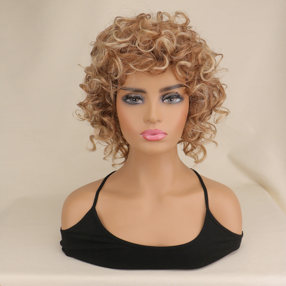 Classy Attractive Promotion Fiber Fluffy Sheath Wig Short Curly Hair