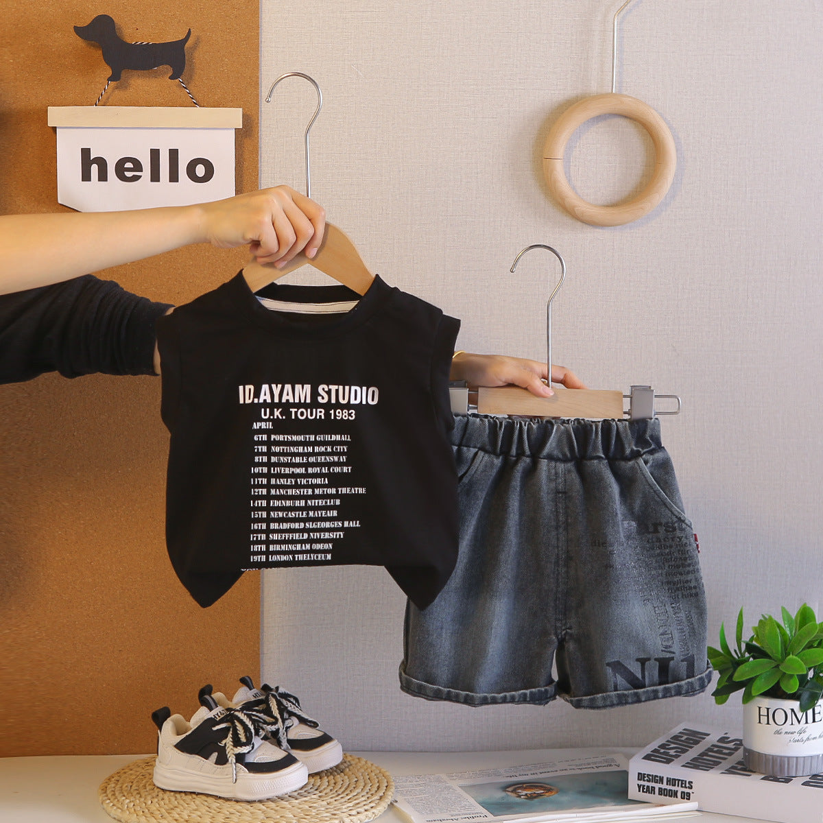 Children's Summer Clothing Cool Handsome Vest Western Style Fried Street Sleeveless Children's Suit