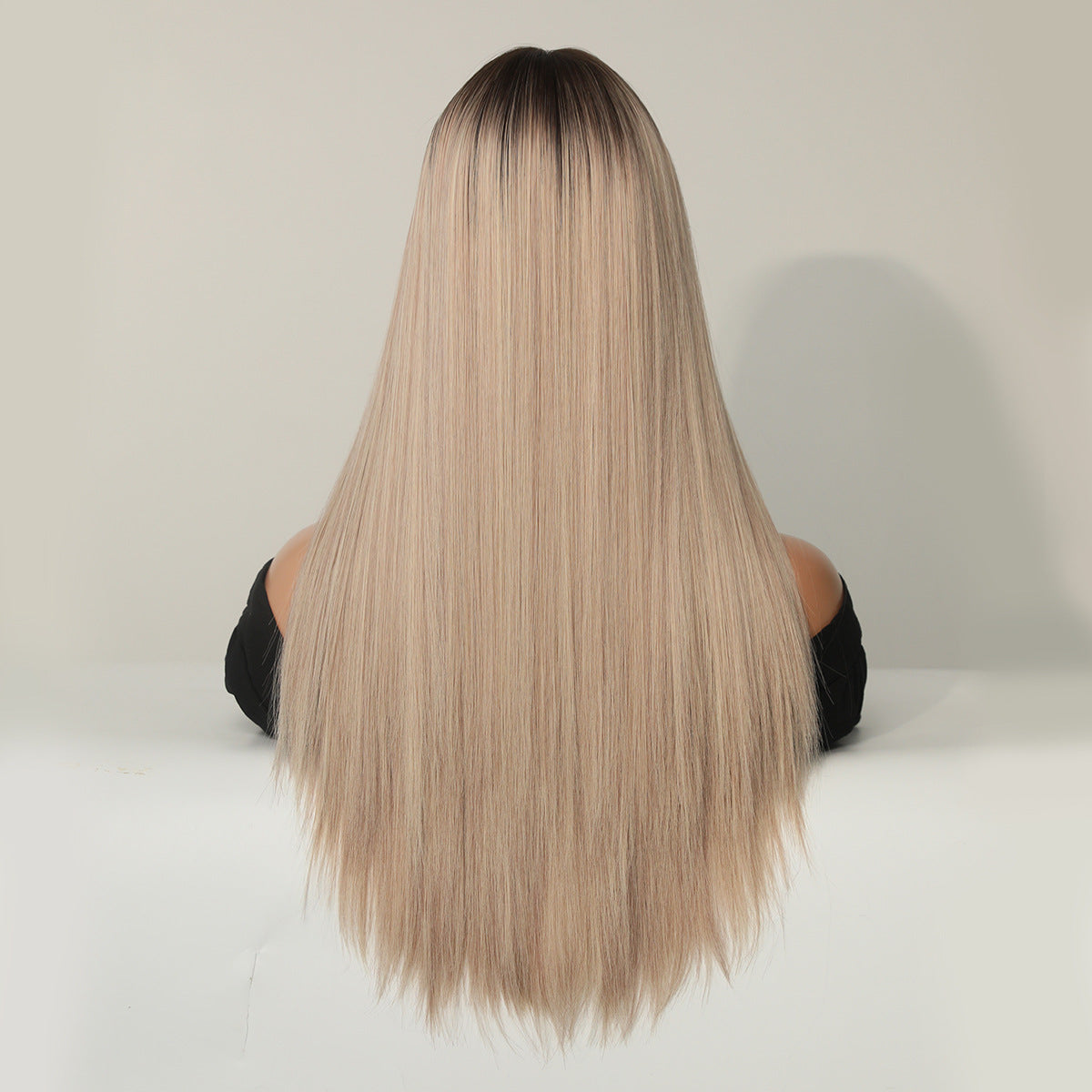 Bangs Female Hair Champagne Golden Chemical Long Straight Wig