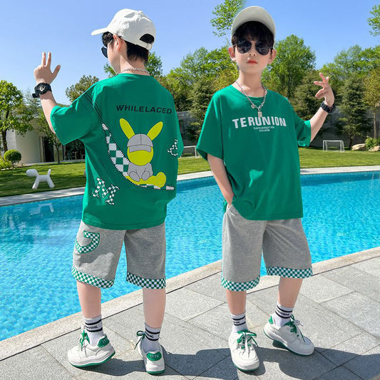 Children's Summer Middle Big Korean Style Fashionable Clothes Handsome Short Children's Suit