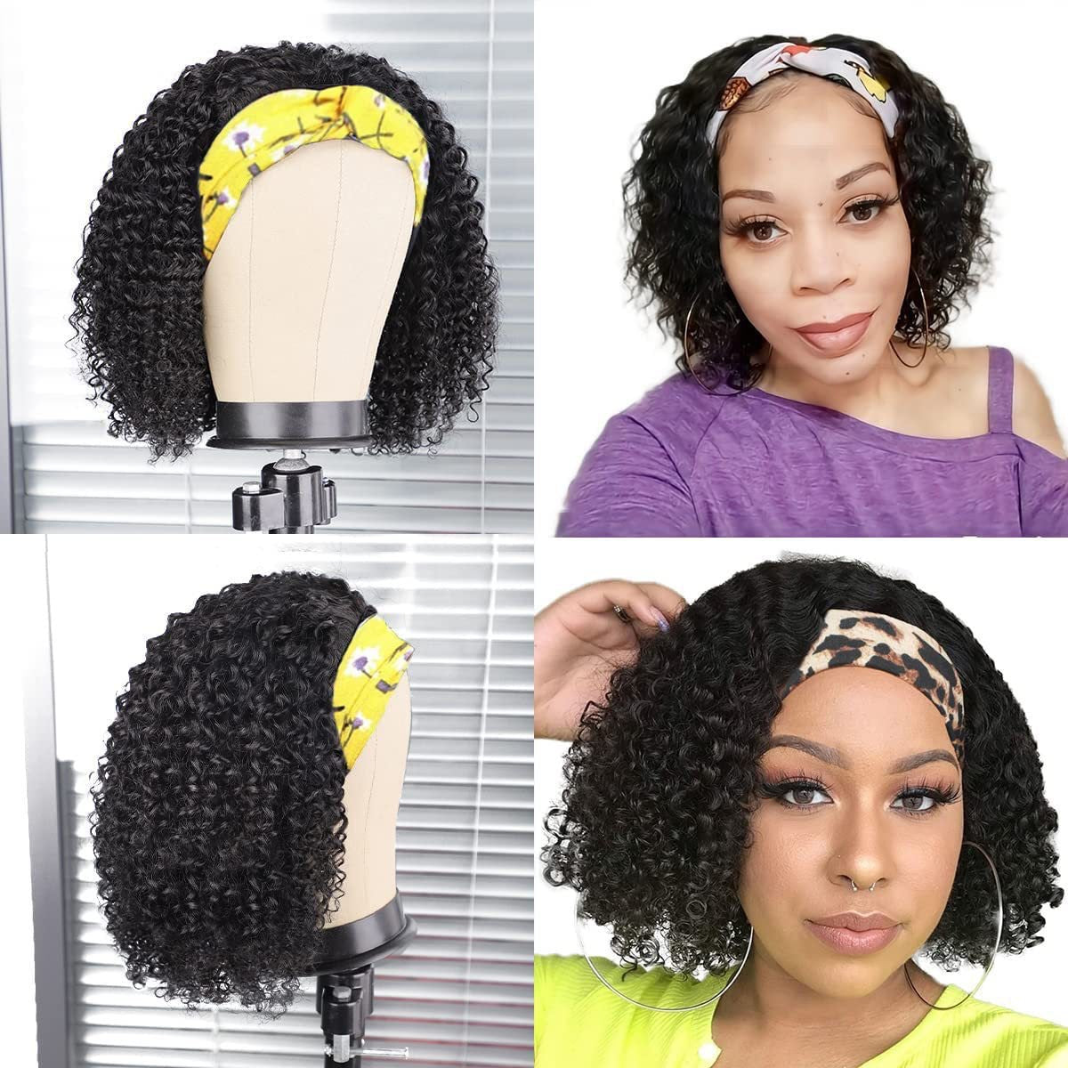 Women's African Small Head Cover Black Rose Net Wig Short Curly Hair