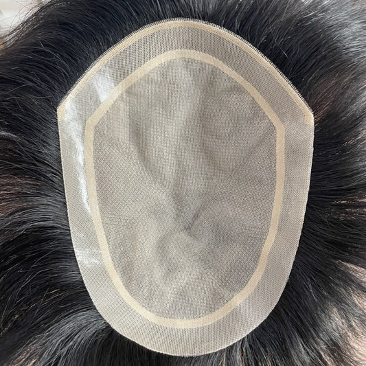 Men's Delivery Needle Full Real Human Hair Hand-woven Plus Rotation Natural Wig