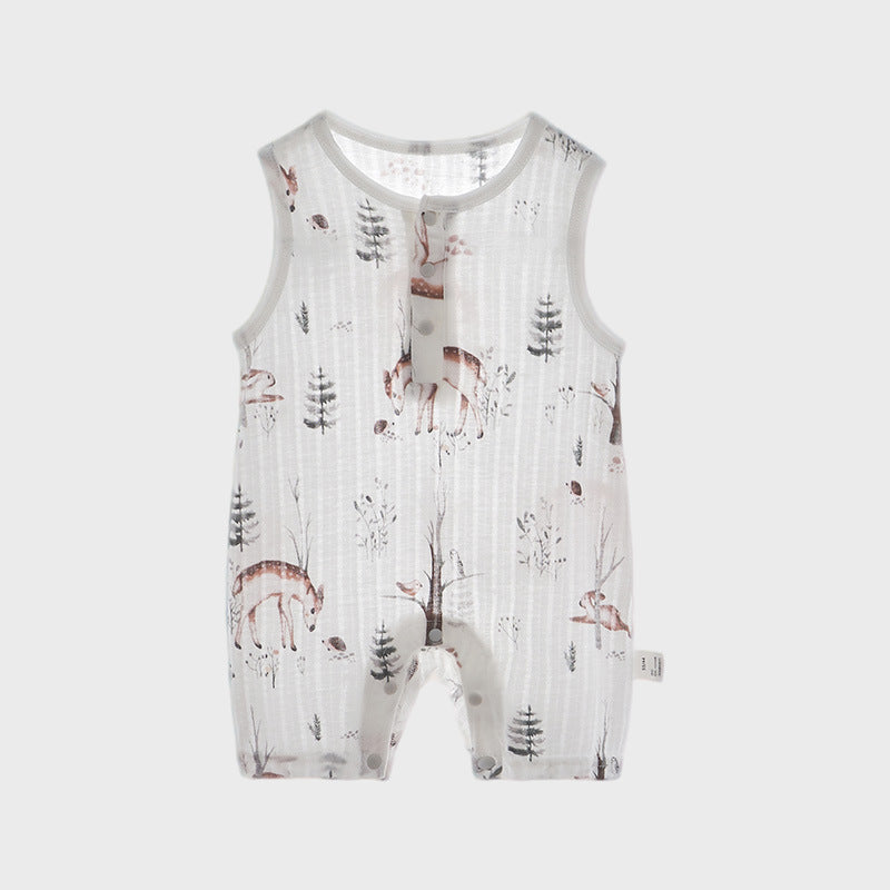 Cool Breathable Male Female Clothes Summer Thin Born Jumpsuit Sleeveless Jumpsuit, Climbing Suit