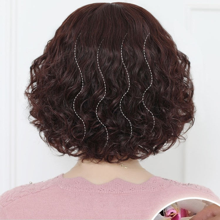Female Short Full Human Fashion Mom Natural Lady Real Hair Wig