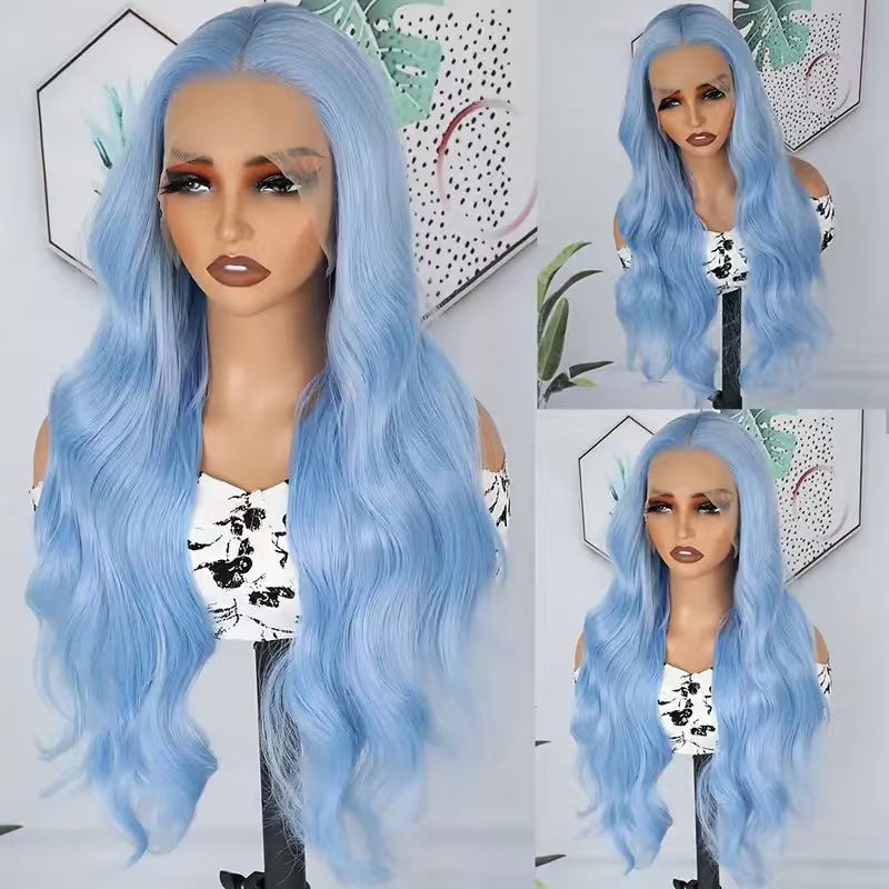 Women's Medium Sier Gray Curly Hair Big Wave Wig Long Curls
