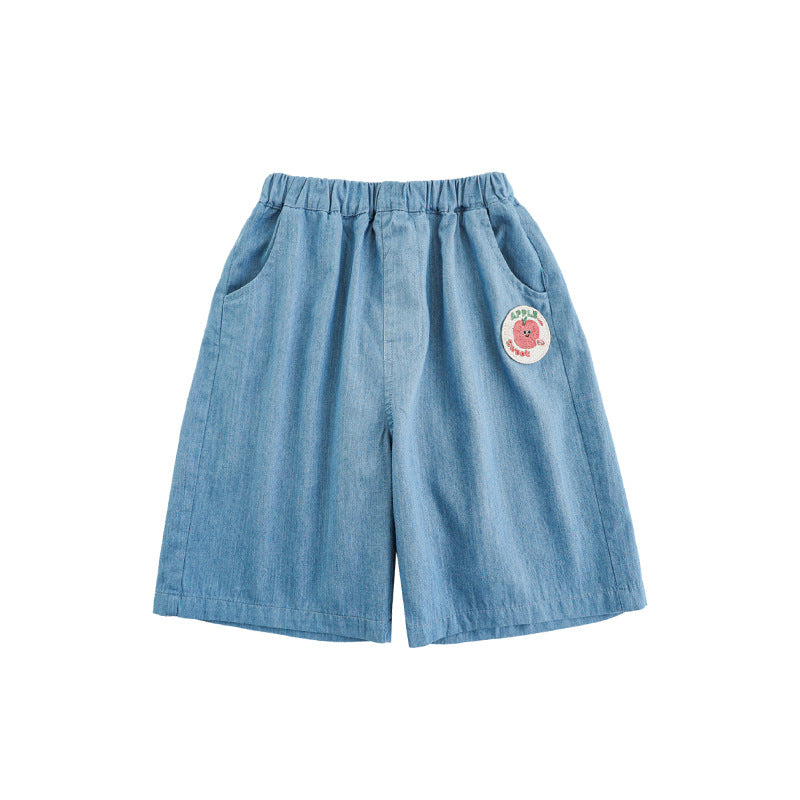 Children's Cartoon Fruit Embroidery Shorts Summer Western Style Cute Children's Pants