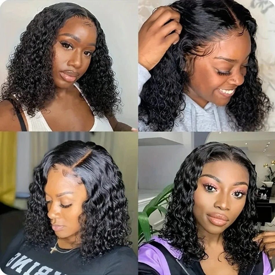 Frontal Water Wave Bob Density Human Real Hair Wig