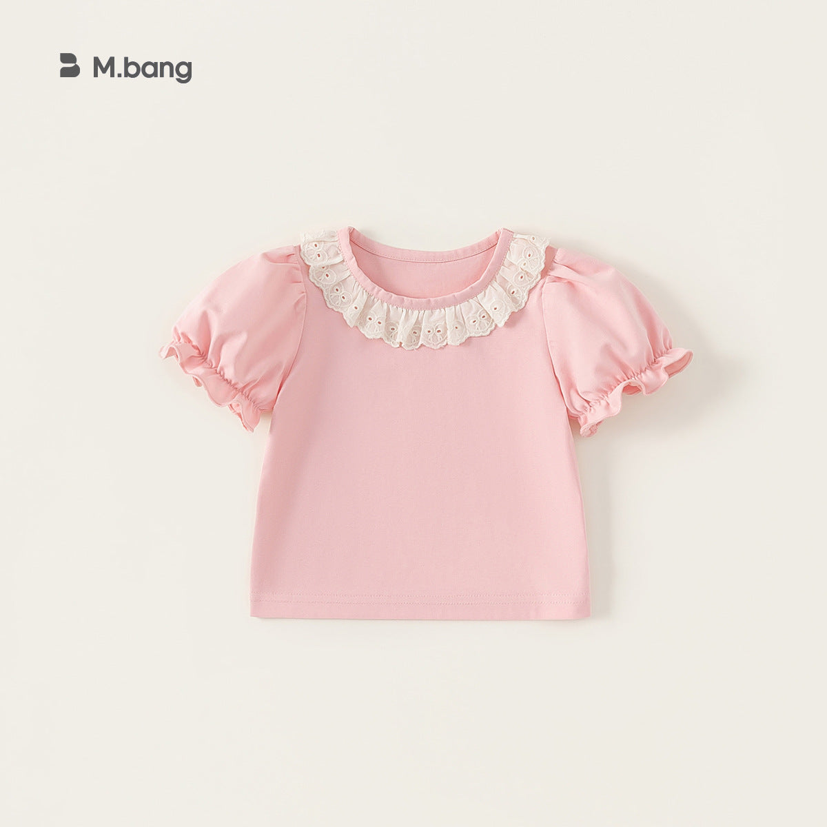 Children's Solid Color Lace Collar Summer Sweet Children's T-shirt
