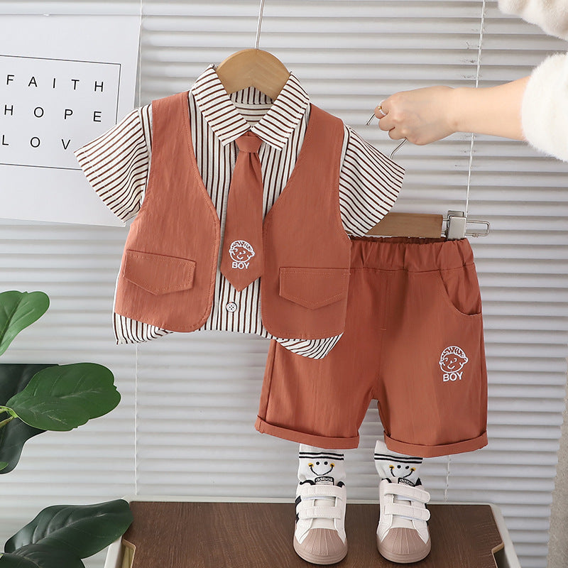 Children's Clothing Summer Short-sleeved Cute Shorts Vest Children's Suit