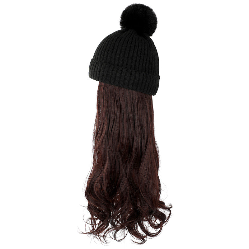 Hat Curly Hair Removable Fashion Woolen Natural Wig Long Curls