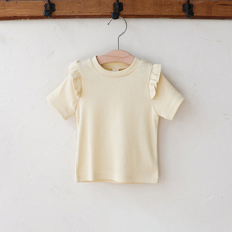 Summer Strawberry Stretch Cotton Soft Round Neck Short Children's T-shirt