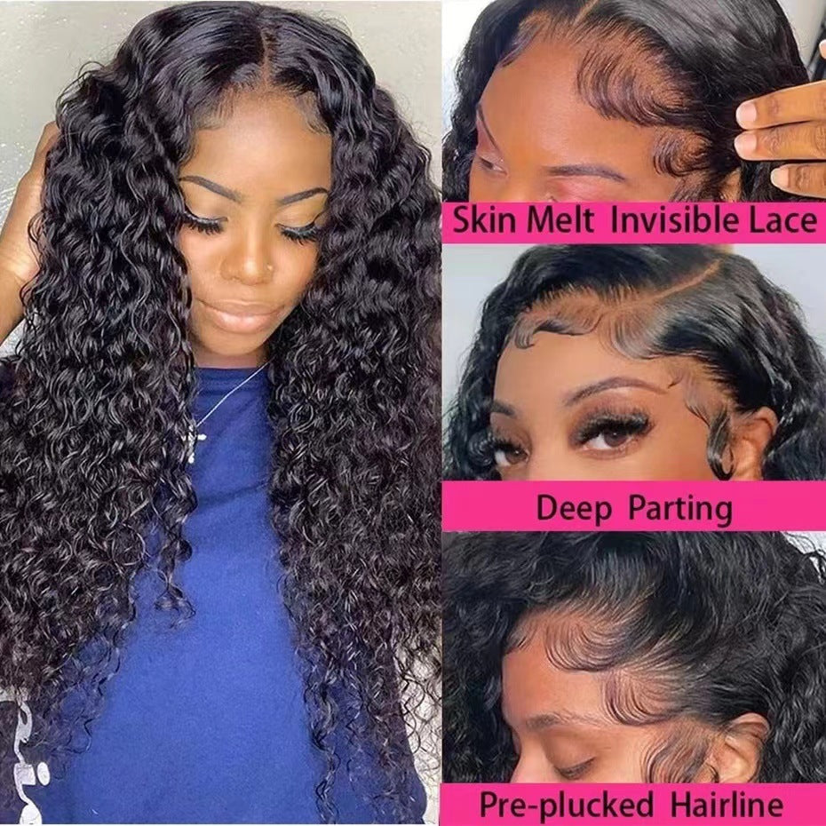 Black Straight Hair Small Curly Latin Wig Long Curls
